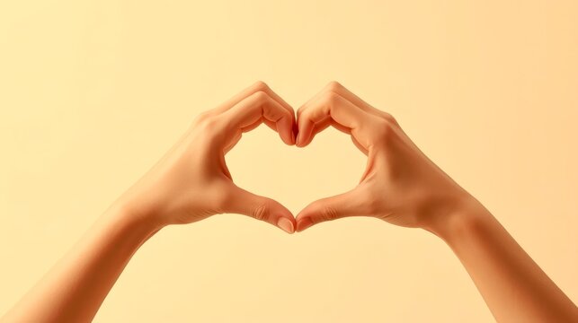 Hands form a heart against a soft, warm background