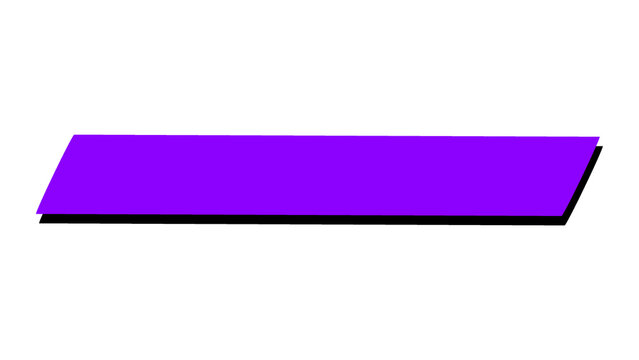 Vibrant purple banner with drop shadow. Minimalist geometric title bar for web design. Slanted violet rectangle graphic element.