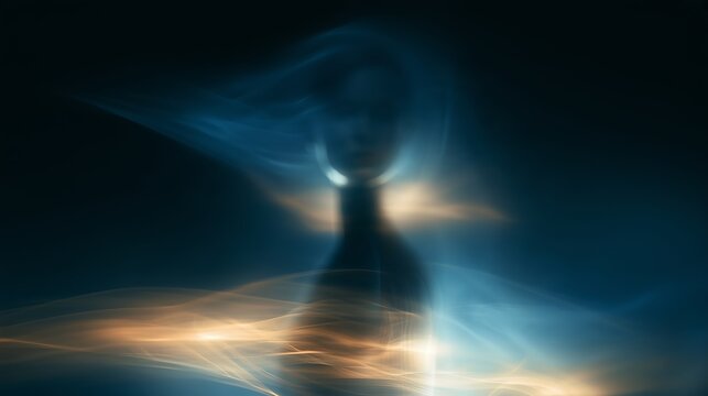 Ethereal healing soundscape with futuristic human figure at 432Hz