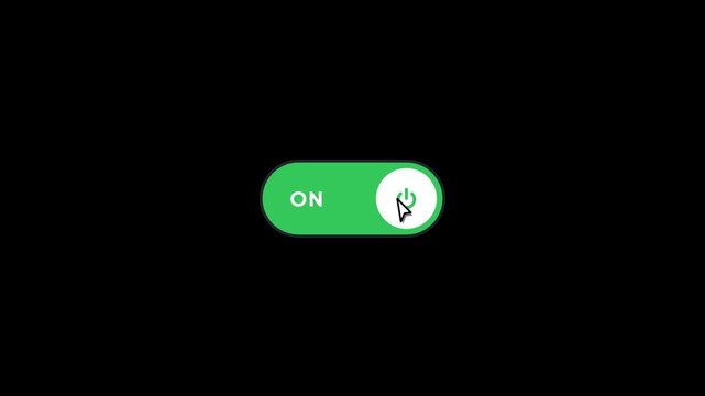 Toggle switch buttons clicking on and off on black background