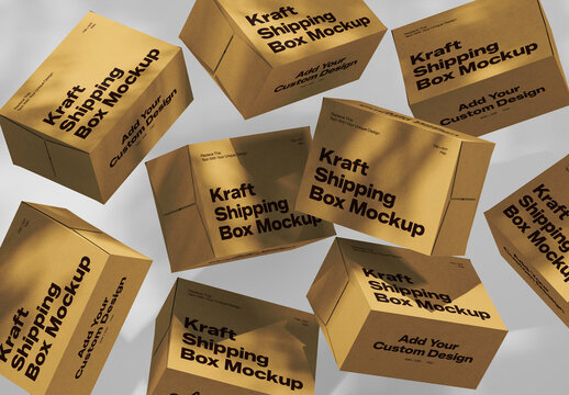 Flying Box 3D Mockup