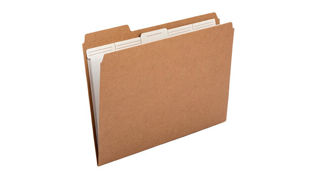 Blank classic brown manila paper file folder office document template isolated on transparent background