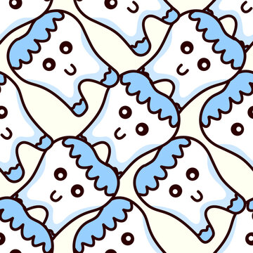 cute blue tooth seamless pattern on white background