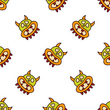 alien green monster pattern cute funny space cartoon design