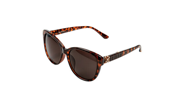 Stylish modern tortoiseshell patterned brown sunglasses fashion eyewear accessory isolated on transparent background