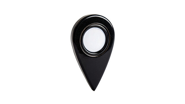 Classic bold black plastic map pin location pointer icon isolated on transparent background