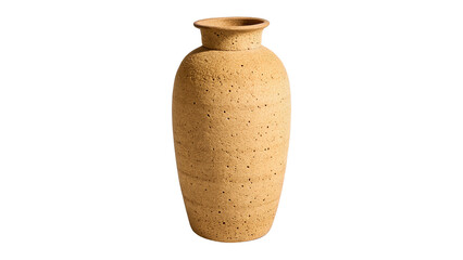 Traditional antique handmade terracotta clay jug pitcher vase isolated on transparent background
