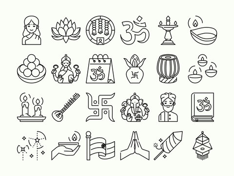 Diwali icon set