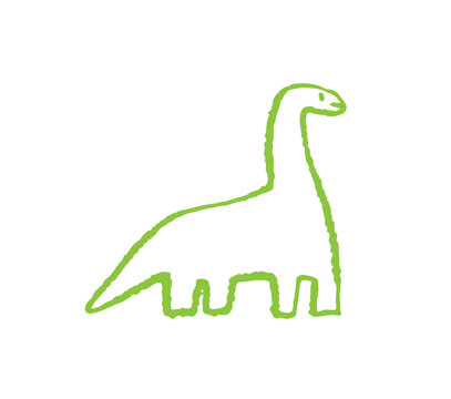 Cute doodle dinosaur. Hand drawn kids sketch of cute dino. Doodle icon of dinosaur. Child crayon scribble of animal. Children pastel artwork of baby monster. Messy kids simple pattern with chalk