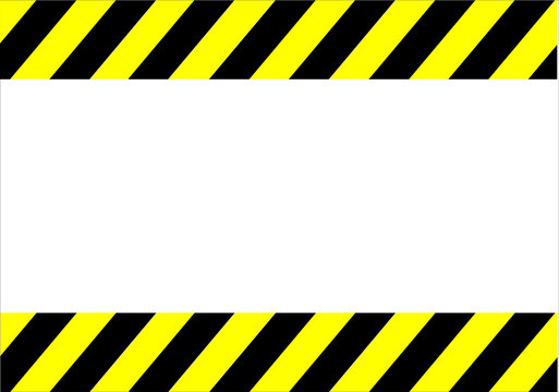 Panneau de signalisation et d'avertissement compos&eacute;e de barres jaune avec bandes obliques noires et emplacement de texte au centre