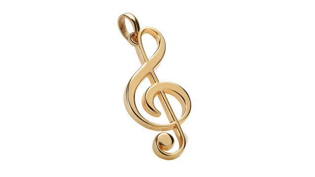 Shiny golden metallic treble clef musical sound icon isolated on transparent background