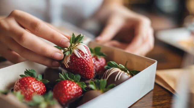 Fresh ripe strawberries in paper box, close-up fruit snack and healthy eating concept, rustic kitchen food photography