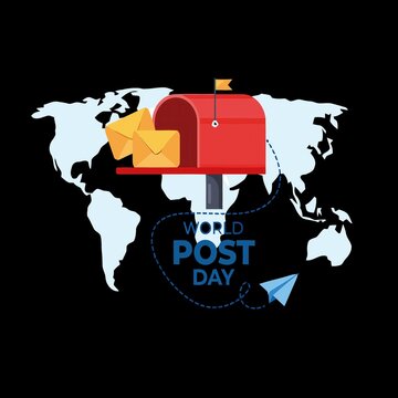 World post day vector design with mailbox and world map