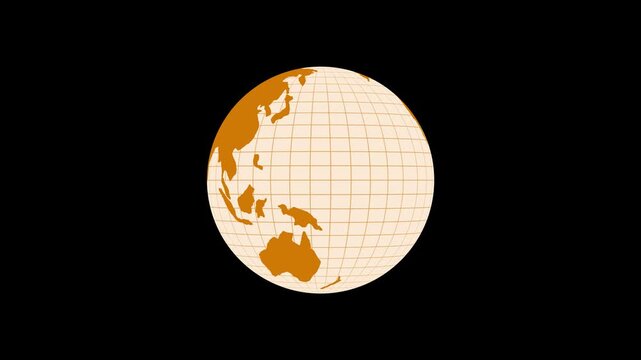 Stylized globe with grid lines minimalist planet earth map animation