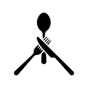 Cutlery tripod arrangement of upright spoon crossed knife and fork