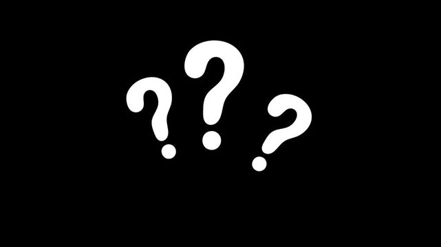Three distinct white question marks emerge from a stark black background, symbolizing uncertainty, critical inquiry, and unresolved mysteries.