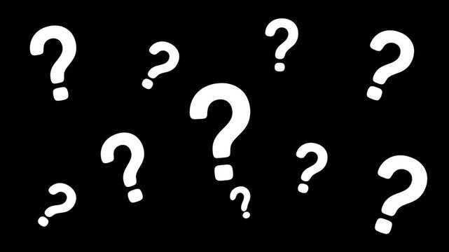 A captivating visual of scattered white question marks against a deep black background, symbolizing mystery, confusion, and the continuous search for answers in the unknown.