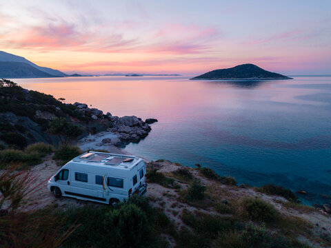 Magical sunset near Gerenlik Beach in Kas, Antalya, Turkey