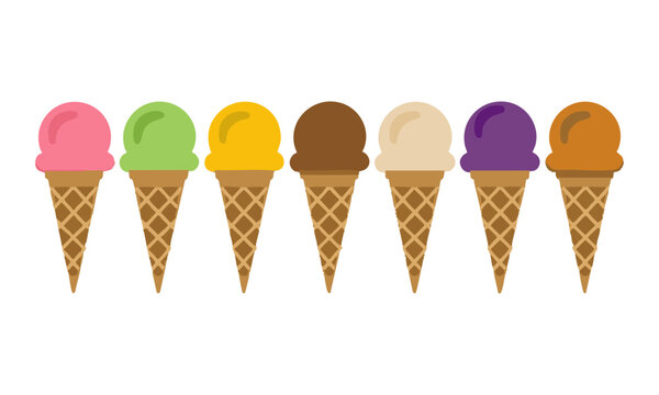 Colorful Ice Cream Cones Food Illustration Collection.