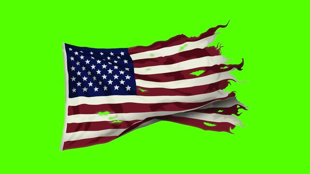 Animation of flag on green screen, Grunge American flag, Memorial Day with American Flag, stripes abstract grunge design, Independence Day modern background