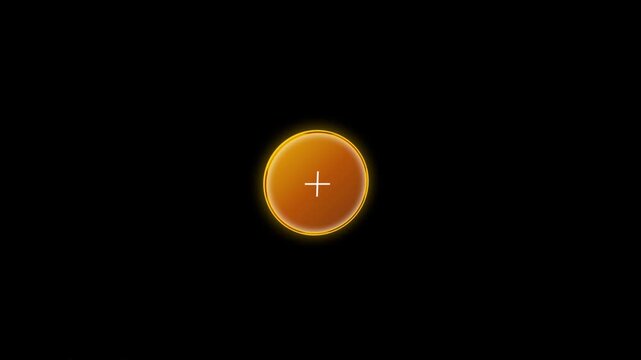 Glowing orange button icon on black background with plus sign