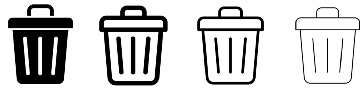Trash can solid glyph icon for delete function