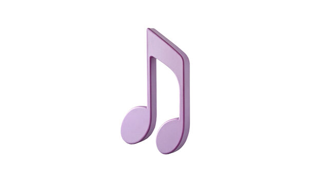 Purple glossy twin eighth musical notes sound icon isolated on transparent background