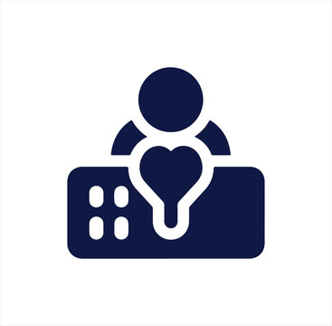 Data server user interaction icon dark blue graphic elements representing centralized data management and secure client access.