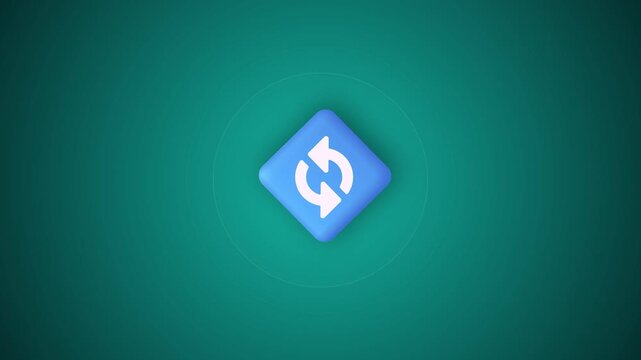 Blue sync icon on green background with modern design