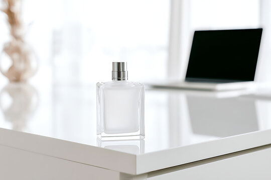 Fragrance application at a modern office for a daily grooming routine to enhance professional presence and confidence