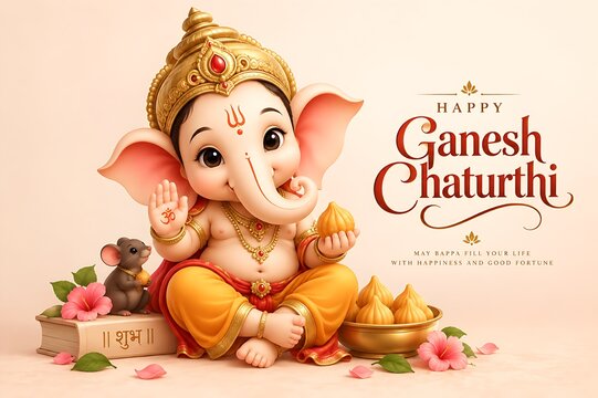 Bal Ganesh Ganpati Bappa Ekdant Vakratund Vinayak Chintamani Idol Decorated During Ganesh Chaturthi Ganesh Jayanti and Angaraki Sankashti Chaturthi Celebrations