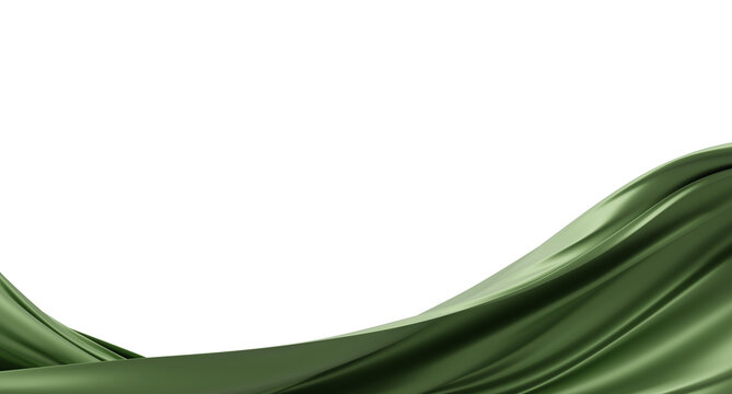 Luxury green fabric isolated on transparent background with copy space 3D render