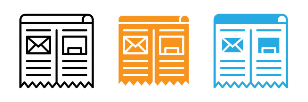 Mobile app interface icon set in three different color variations