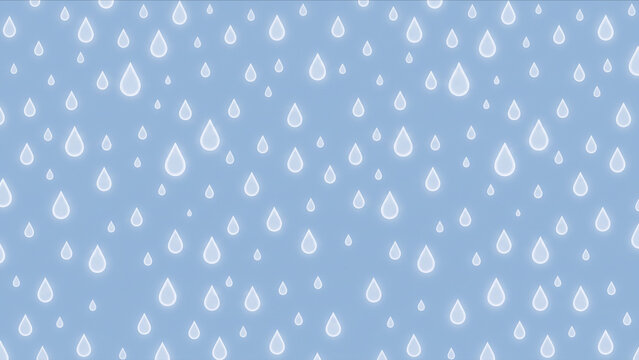 パステルブルーの水面上に白い雫アイコンが整然と静止する幾何学的な抽象背景