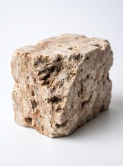 Obraz premium Rough textured stone block isolated on white background with rock block