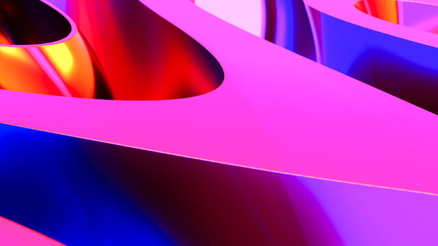 Colorful abstract curved shapes with smooth glossy surfaces