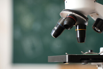 Scientific research and medical innovation, laboratory microscope for clinical testing and...