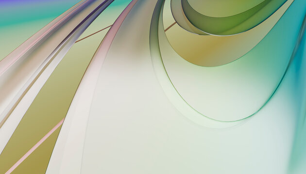 Abstract flowing curved forms in soft pastel tones digital art