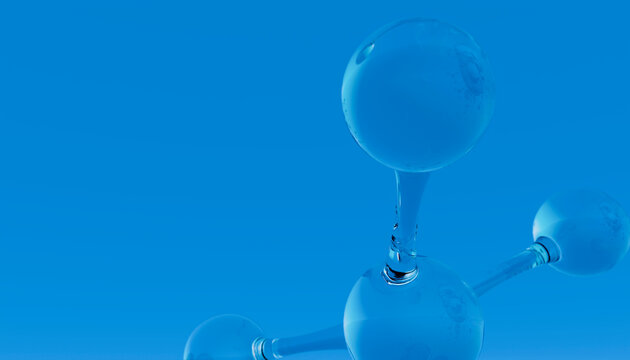 Scientific molecular model depicting chemical bonds with transparent