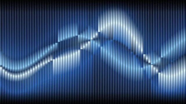 Abstract metallic blue vertical lines wave distortion loop