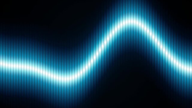 Abstract glowing blue vertical lines audio waveform loop