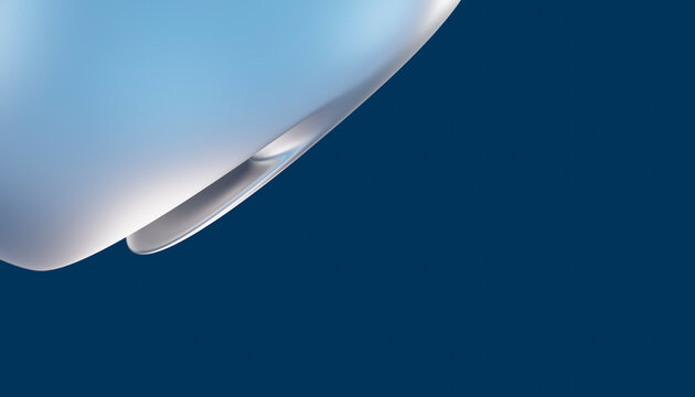 White ceramic cup handle closeup against dark blue background
