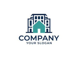 Fototapeta premium Modern Building with House Vector Logo Design