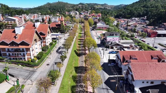 Campos Do Jordao Skyline In Sao Paulo Brazil. Mantiqueira Mountain Range. Winter Destination. Brazilian Switzerland. Campos Do Jordao Skyline In Campos Do Jordao In Sao Paulo Brazil. Travel Vacation.