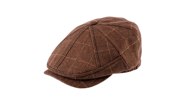 Classic brown wool flat cap driver hat apparel accessory isolated on transparent background