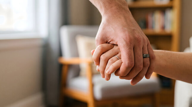 Holding Hands, Mental Health, Man and woman holding hands help and self help concept mental health