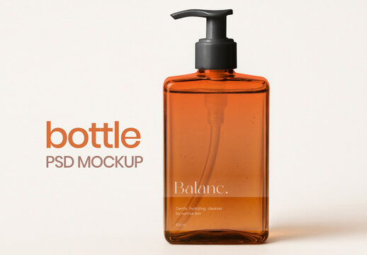 Amber Bottle Mockup Design PSD