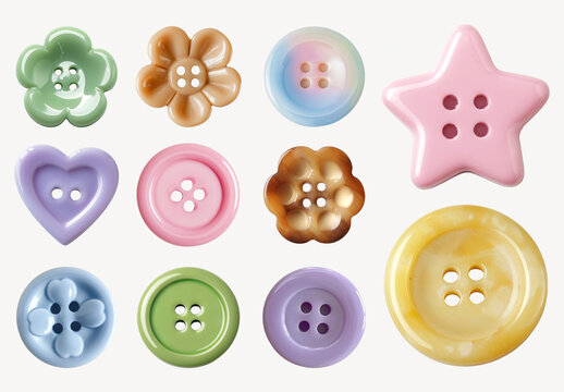 Colorful Buttons In Various Shapes Element Design Set