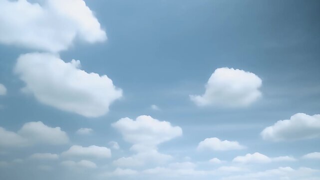 A triptych of fluffy white clouds drifting across a clear blue sky.