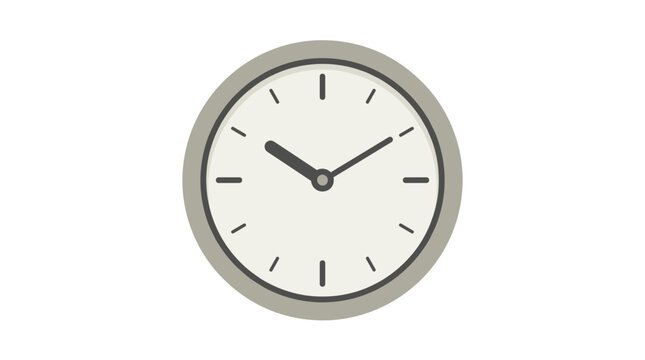 Minimalist round analog clock icon indicating time on white background